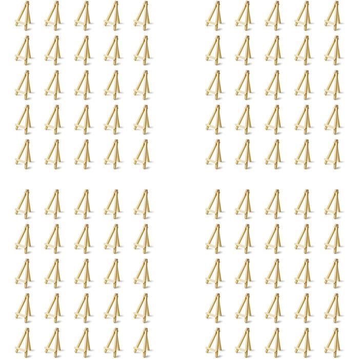 Aisuoka Lot De 25 Mini Chevalets En Bois 5 Pouces – Support Photo, Toile, Carte Idéal Bricolage & Mariage