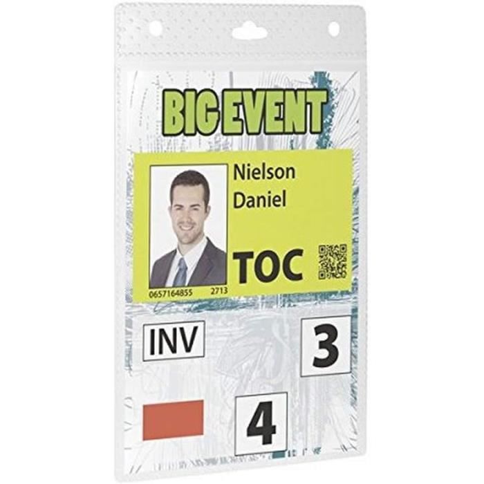 852619 Pochette Porte-Badge Ev?�nement Pour Insertion Format A6 148 X 105 Mm Plastique R?�sistant 