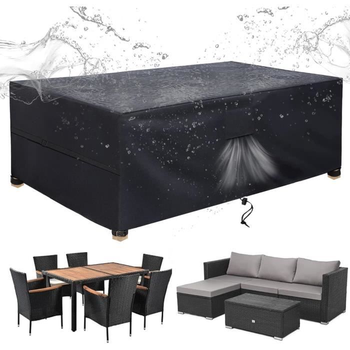 SIRUITON - Housse De Protection Pour Meubles De Jardin 170x140x74 Cm, En Tissu Oxford 420D Imperméable, Avec Aérations Et Sangles Anti-vent, Couleur Noire