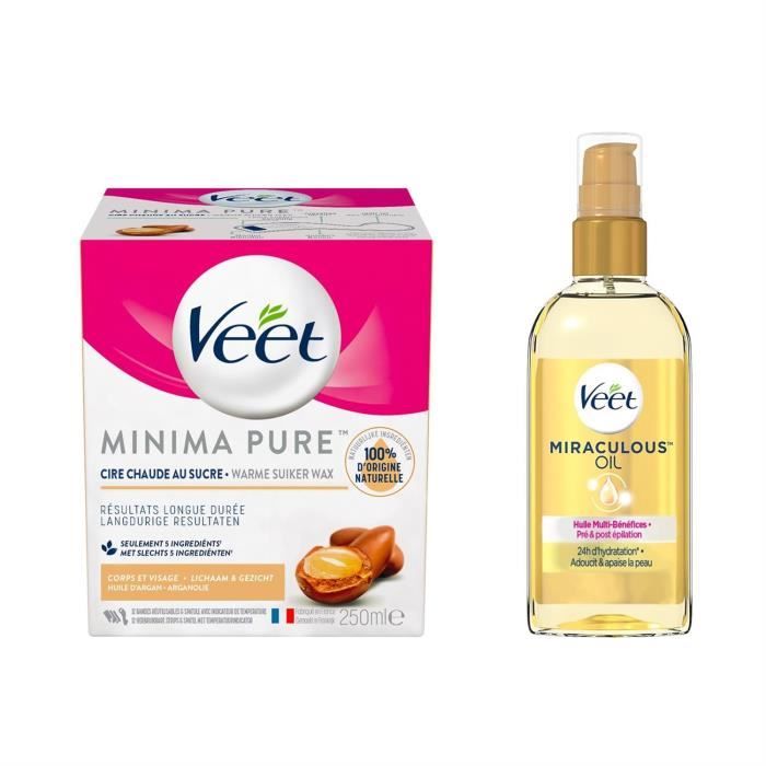 Kit d épilation - Cire au Sucre Argan et une Huile Miraculeuse Post-épilation