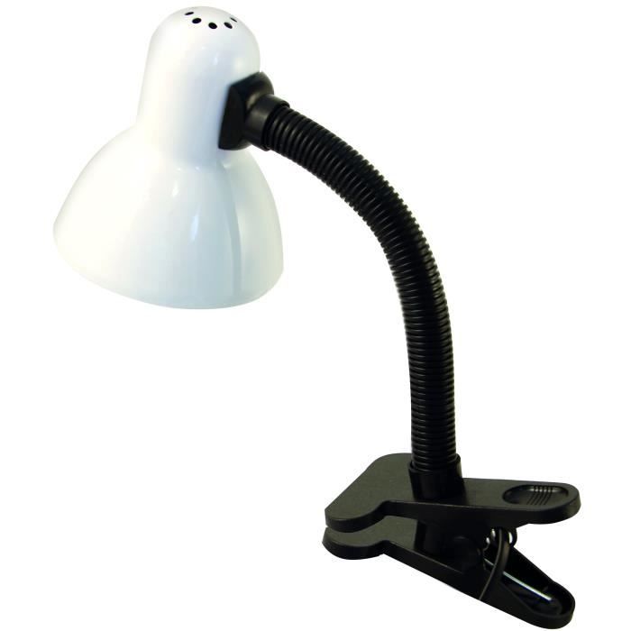 Lampe de bureau - VELAMP - CHARLESTON CLIP - Culot E27 - Bras pivotant - Pince métallique