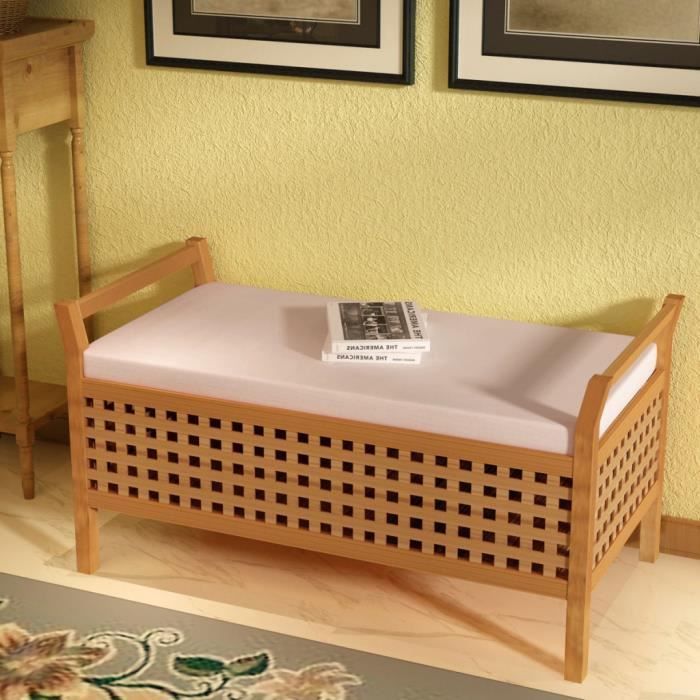 Vidaxl Banc De Rangement Bois De Noyer Massif 93 X 49 X 47 Cm