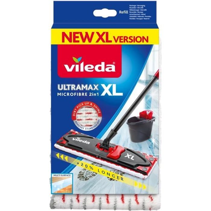 Recharge de serpillière UltraMax XL Vileda, kit de 1, large surface de  nettoyage, nettoyage rapide, pour les sols durs, élimine plus de 99 % des