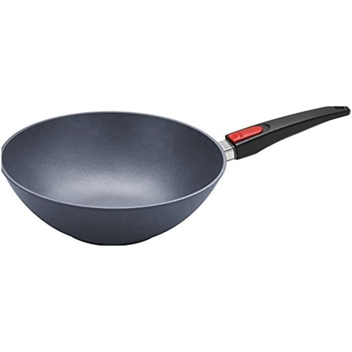wok en fonte d'aluminium  manche amovible 30 cm