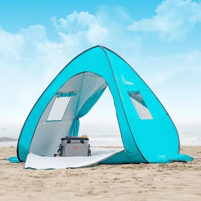 Wolfwise Upf 50 Abris De Plage Anti Uv Tente De Plage Tente Instantanée Portable En Plein Air Parasol De Plage