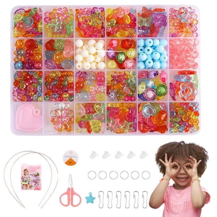 Kit De Perles UUEMB – 550+ Perles Formes Variées (alphabet, Cœur, étoile…) – Bijoux DIY Bracelets, Colliers, Bandeaux – Dès 5 Ans