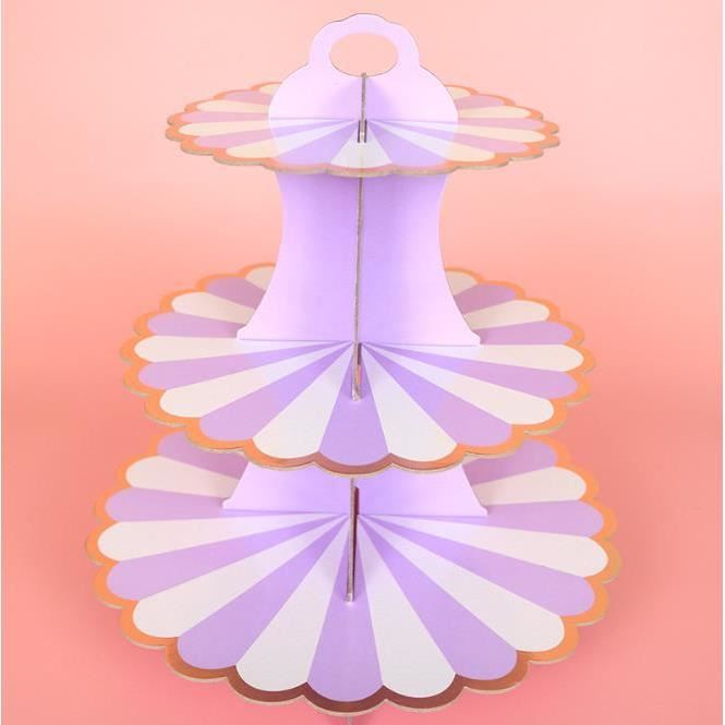 Lot De 2 Présentoirs à Cupcakes 3 Étages Dorés - Support Dentelle Carton Pour Fêtes