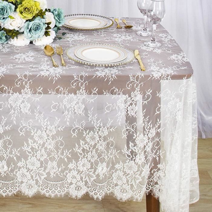 Belle nappe ronde dentelle blanche 1 m 80 - Linge de maison