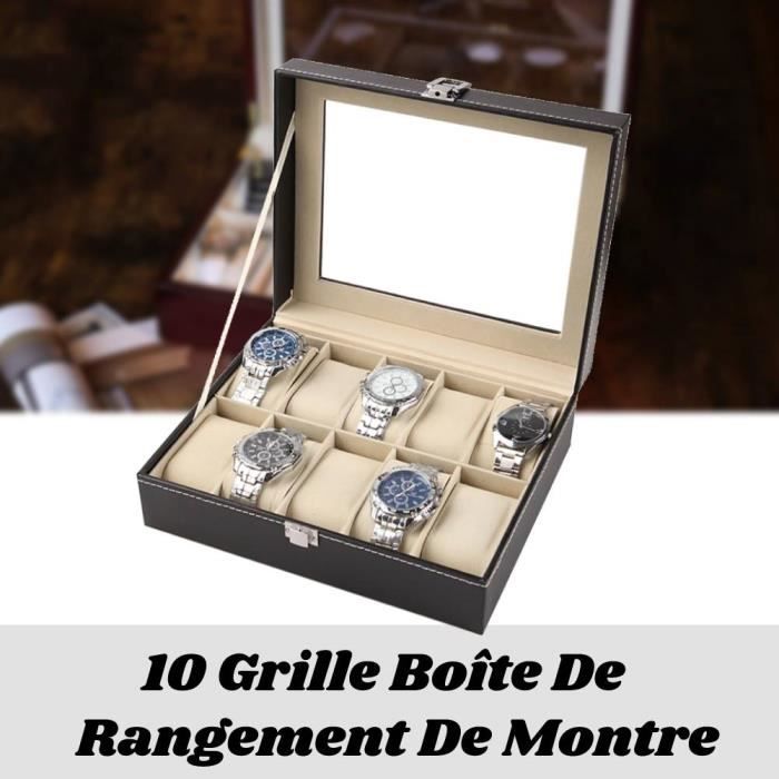 Boîte à Montres Coffret Remontoir Automatique 4+6 Montres - Rangement Luxueux Montres Et Bijoux