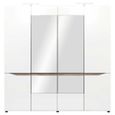 Chambre complète ONIEL Blanc/Chêne - Lit 140x200cm - Armoire 4 portes avec miroir - Chevets suspendus-1