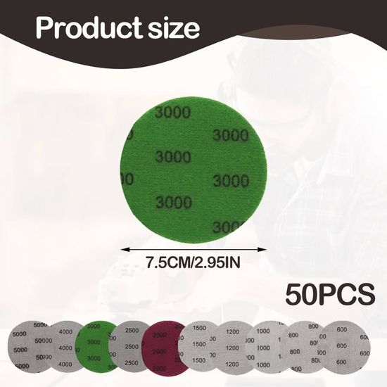 70 Disques Abrasifs 75 Mm – Grains 180 à 5000, Papier Carburé De Silicium Velcro Pour Ponçage Et Polissage Bois/Métal