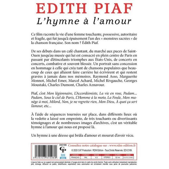 Edith Piaf L Hymne A L Amour Support Dvd Achat Cd Edith Piaf L Hymne A L Amour Support Dvd Achat Cd