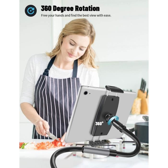 KDD Support Tablette Col De Cygne 99cm Avec Support Casque - Ajustable Pour Lit Et Bureau