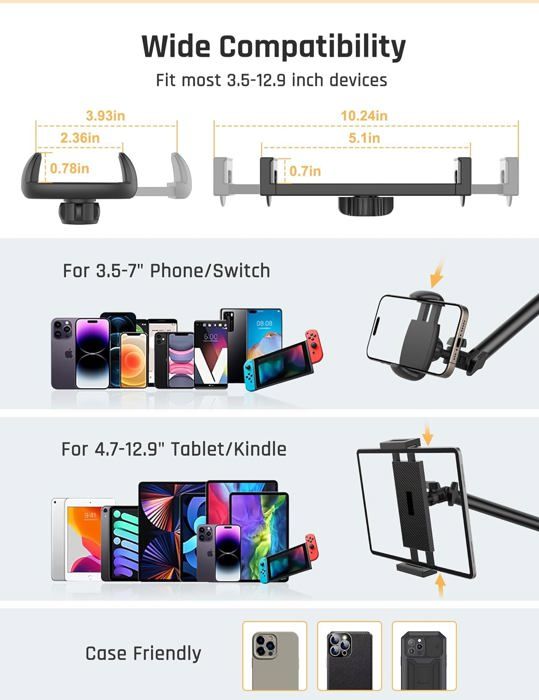 Support Arc De Chasse Pour Smartphone - Réglable Aluminium Noir