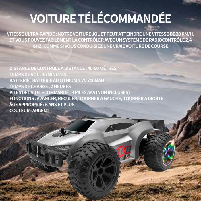 Voiture RC DEERC DE70 – Coque Métal – 60 Min D’autonomie – Tout Terrain – 1/22 – Débutants – 2 Piles Incluses