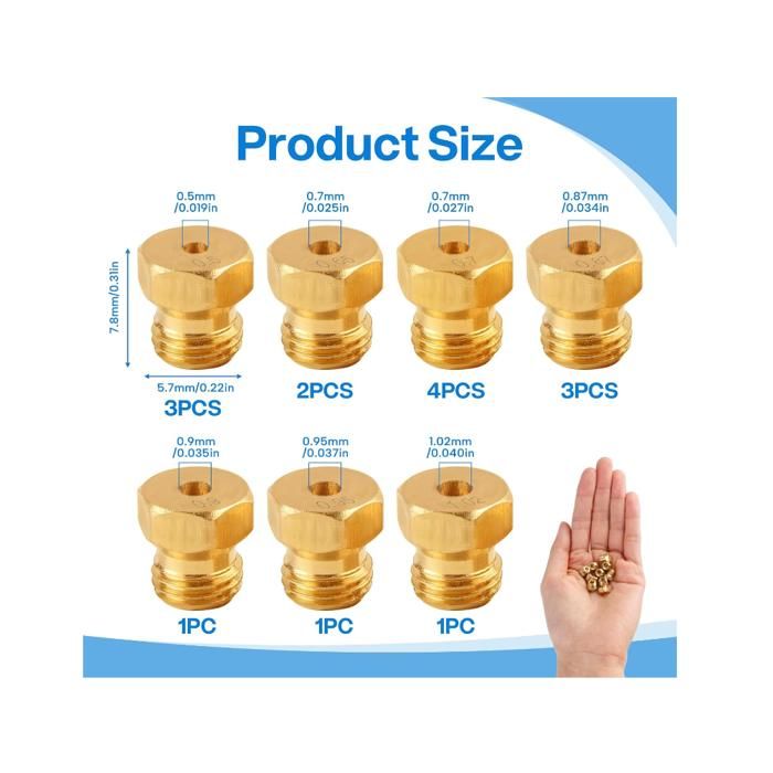 Butane Conversion Chart 15 pièces Gicleur gaz Butane Universels, Jeu de Conversion pour ...