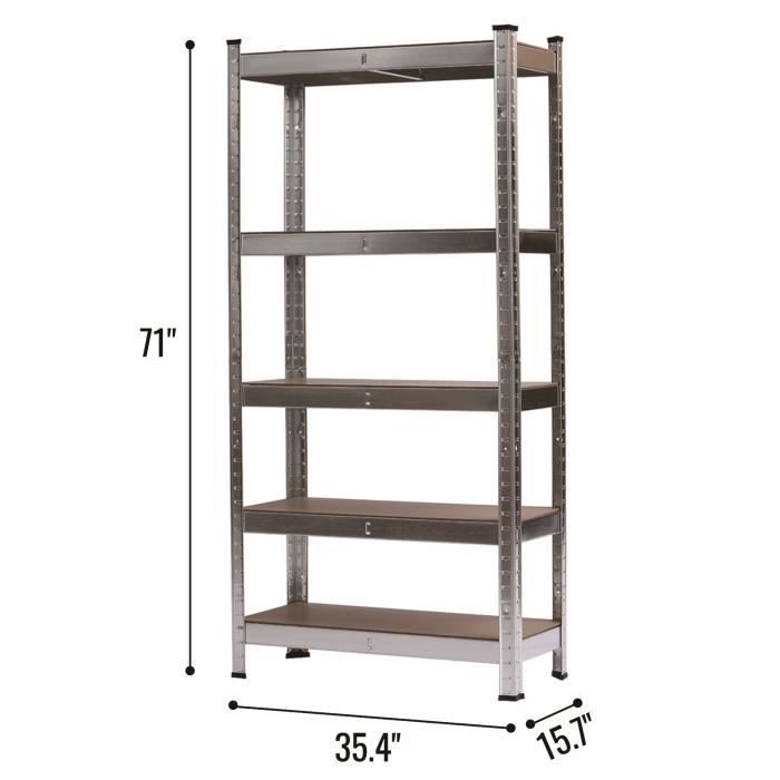 Étagère De Rangement Métallique Catterhouse 5 Niveaux 70x40x180 Cm - Charge 875 Kg