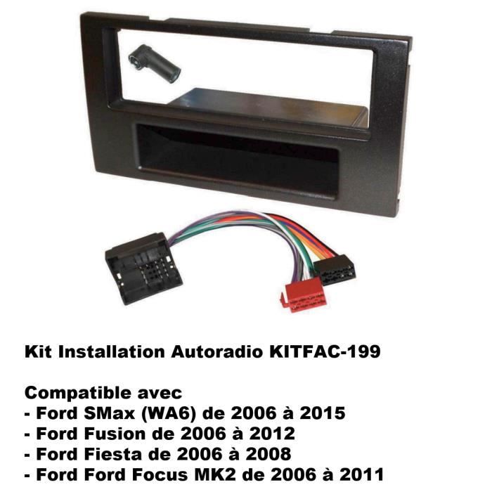 Kit Montage Autoradio 2 DIN Noir Pour Ford Focus II, C-Max 2005-2011 – Cadre Adaptateur Tableau De Bord