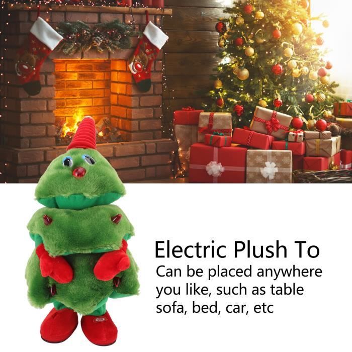 Sapin de Noël en peluche chantant,jouet en peluche de sapin de Noël électrique,réduit le stress