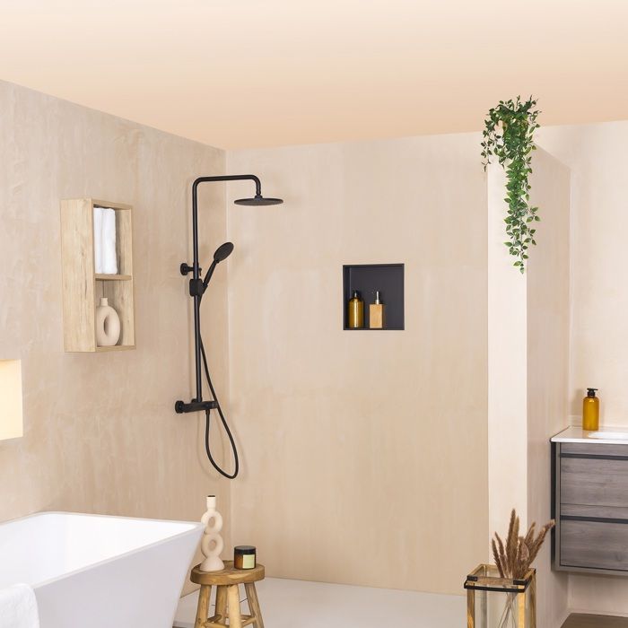 Niche Douche Encastrable, 10,2x33x63,5 cm, Niche Murale en Acier Inoxydable Double Niveau, Étagère de Salle de Bain Moderne Étanche, pour Stockage Savon Shampoing Douche Salle de Bains, Argenté | FR