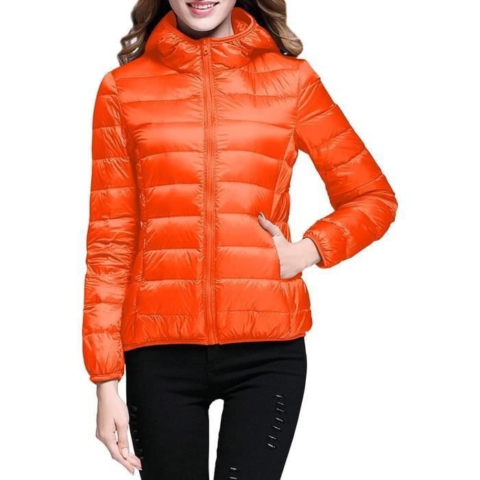 Femme Doudoune Legere Femme Hiver Veste Doudoune Capuche Pliable Fine Ultralight Grande Taille Puffer BLOUSON BOMBER Orange Orange Cdiscount Pret a Porter