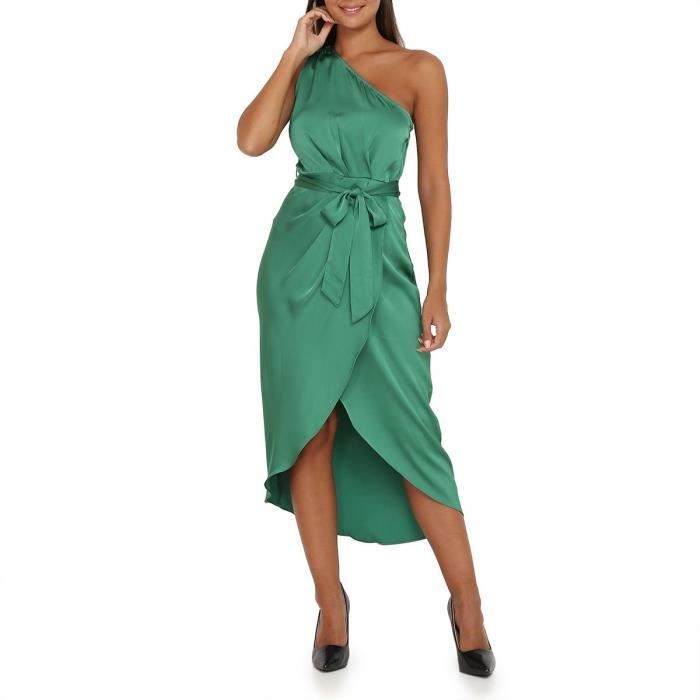 Robe asymétrique verte clearance