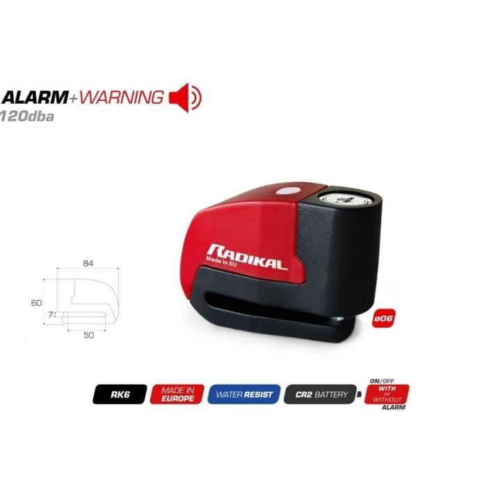 RADIKAL Antivol RK6 bloque disque + Alarme - Cdiscount Auto