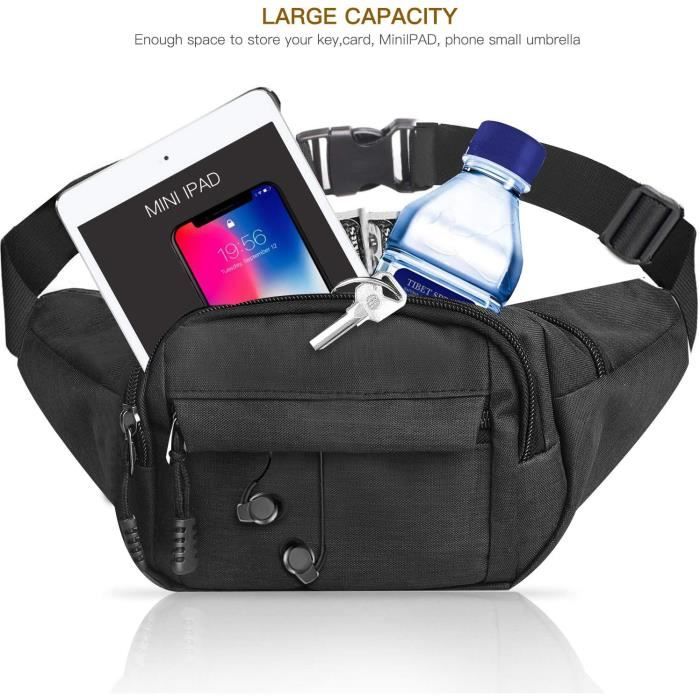 Sac Banane De Randonnée étanche – Grand Format, Rembourré, Réglable – Porte-bouteilles Et Porte-bâton – 7 Poches, 88% Nylon – Pour Homme Et Femme