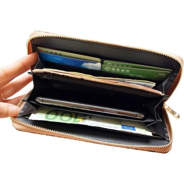 Portefeuille Liège GmeDhc - Éco-Friendly, Sans Cuir, Multi-Poches, Fermeture Éclair - Cadeau Femme, Végan, Style Bohème