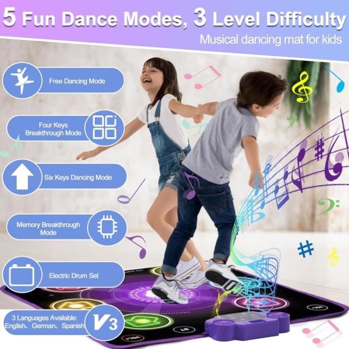 Promotion flash : 9,99€ ! 🧸 LEAPRCSTORE Tapis de Danse pour Enfants, Musique Pad de Danse Musical avec 6 Modes de Jeu et Affichage LED, Jouet Cadeau d' anniversaire de Noël pour