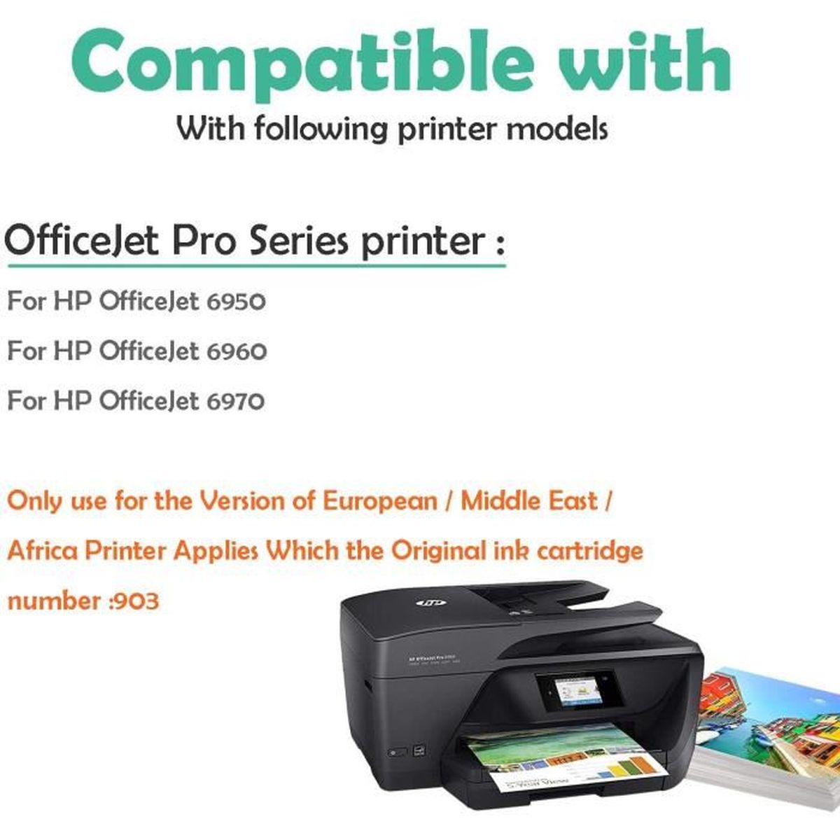 Aecteach-Cartouche d'encre complète pour imprimante HP, 903 XL, 903XL,  Gardens, compatible avec OffSTRjet Pro