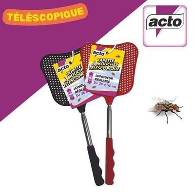 Set De 2 Tapettes à Mouches Télescopiques - Longueur Réglable 26 à 72 Cm - Manche Ergonomique - Noir - 12