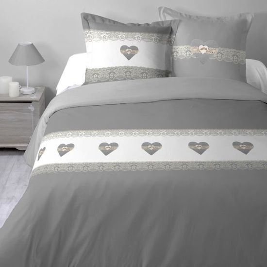 Parure Housse De Couette 220x240 Charmelia Grise Achat Vente Housse De Couette Seule Cdiscount