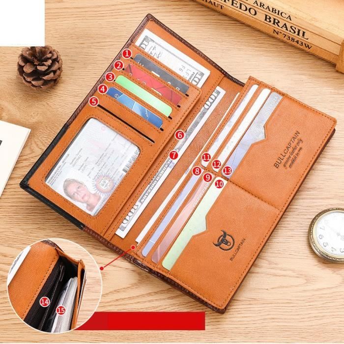 BEMON - Portefeuille Homme En Cuir Enzo - 7.5x10x2 Cm - Protection RFID - Compact Et élégant BEMON - Portefeuille Homme En Cuir Enzo - 7.5x10x2 Cm - Protection RFID - Compact Et élégant