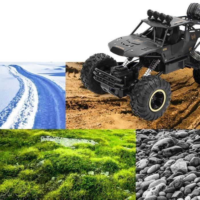 Hylukon Voiture RC Tout-Terrain 1:10 – Rock Crawler 4x4 2,4 GHz – Moteur Puissant, Escalade 45°, Pneus Caoutchouc, Lumières, Batterie 500 MAh – Pour Adultes Et Enfants