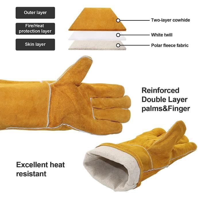 Gants cuir à double isolation thermique -30°C