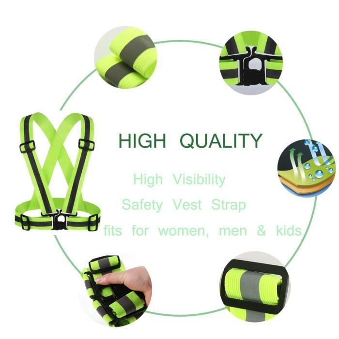 Gilet De Sécurité Réfléchissant AVANA - Réglable, Haute Visibilité 360°, Pour Course, Vélo, Randonnée