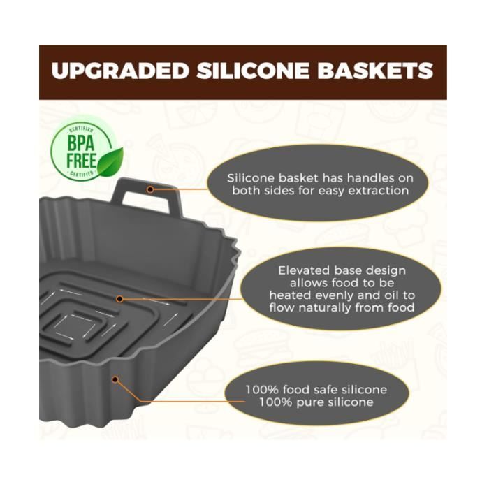 Moule Silicone Air Fryer 2 Pièces Réutilisable pour Friteuse À Air