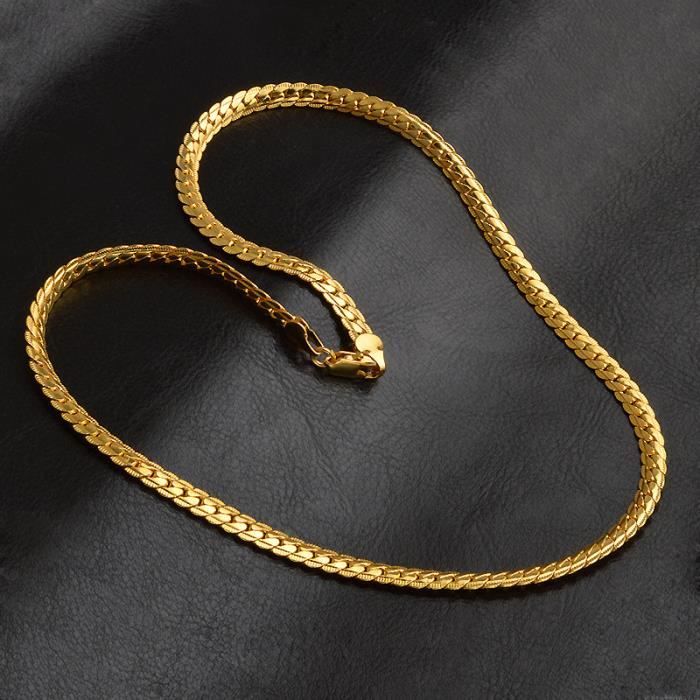 Exquisite 18K réel plaqué or Collier 18K Timbre Hommes Bijoux New Trendy  Serpent Collier chaîne