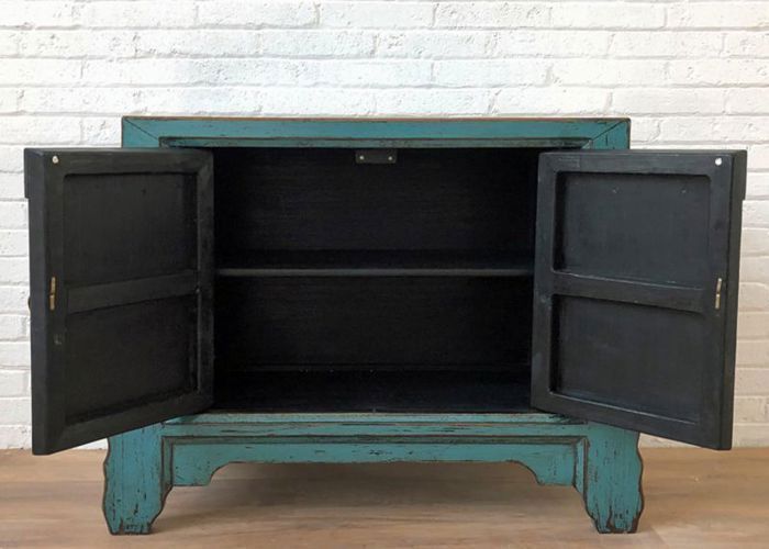 Commode Chinoise En Bois Massif, Style Asiatique, Couleur Pétrole, 8 Tiroirs