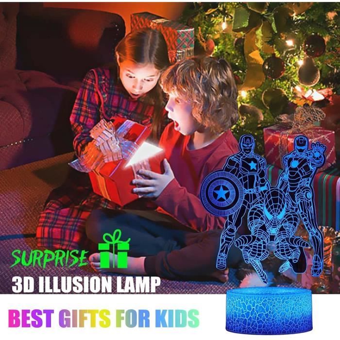 Lampe de nuit super hero 3d avec lampe de bureau de table tactile et  télécommandée pour cadeaux de noël chambre jouets pour enfant - Cdiscount  Puériculture & Eveil bébé