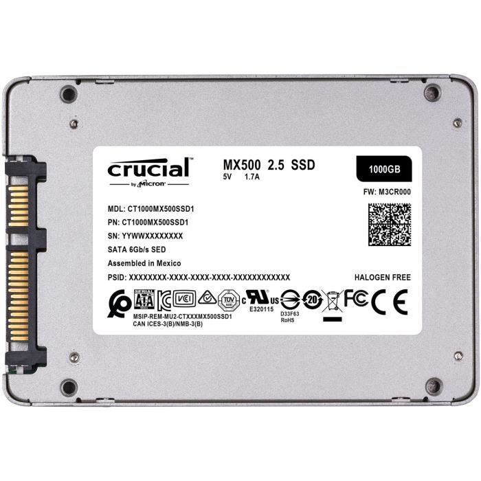 CRUCIAL - Disque SSD Interne - MX500 - 1To - 2,5