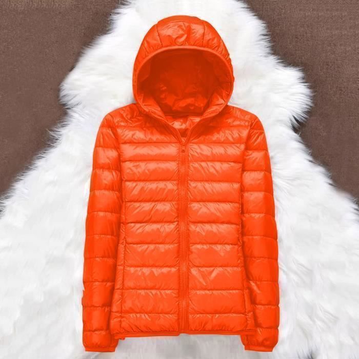 Femme Doudoune Legere Femme Hiver Veste Doudoune Capuche Pliable Fine Ultralight Grande Taille Puffer BLOUSON BOMBER Orange Orange Cdiscount Pret a Porter