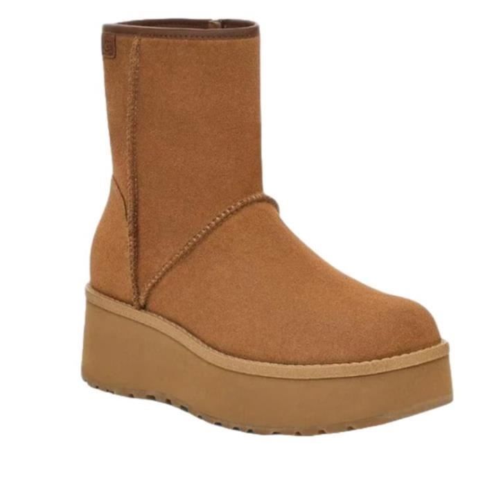Bottes UGG CITYFUNC MID BOOT CHESTNUT Femme Beige Cuir Zip Talon Plat Hauteur de la tige Moyenne Beige Cdiscount Chaussures