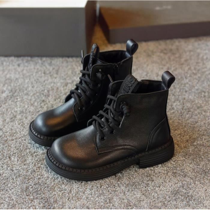 Bottes Martin en cuir noir pour garçons et filles ECELEN