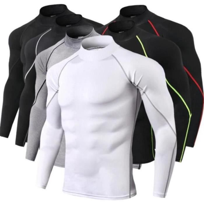 Tee Shirt Compression Homme Manches Courtes, T Shirt Sport Séchage Rapide  Respirant Maillot Running Baselayer Haut Blanc S : : Mode