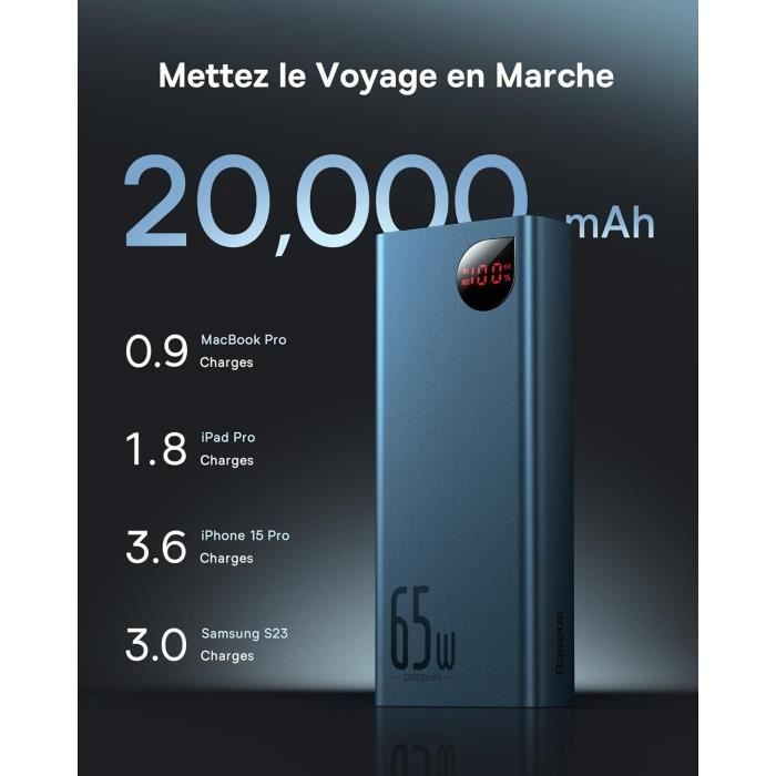 Batterie Externe ROMOSS 40000mAh 65W - Charge Rapide Power Bank Noir - Portable