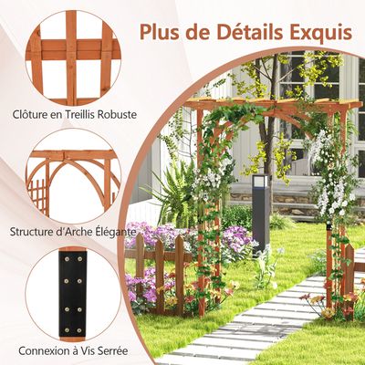 Arche Jardin Métal 2 M Avec Treillis - Revêtement PE Résistant Aux Intempéries, Pour Plantes Grimpantes (rosiers, Vignes, Concombres…)