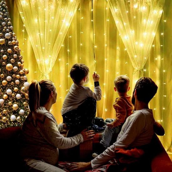 Anpro Rideau Lumineux 3m x 3m - 300 LEDs USB Guirlande Rideau Lumineuse  avec 8 Modes d'éclairage pour Decoration Noel  Interieur/Chambre/Fenêtre/Anniversaire/Fête (Blanc Froid) : :  Luminaires et Éclairage