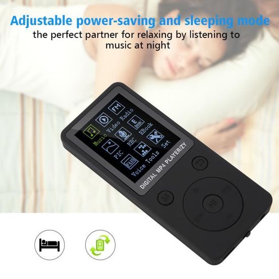 écran Portable Lecteur de Musique MP4 Prise en Charge de la Carte TF 32 Go avec Casque Lecteur de Musique stéréo à Longue durée de Veille Lecteur Lecteur de Musique numérique Or Rose 